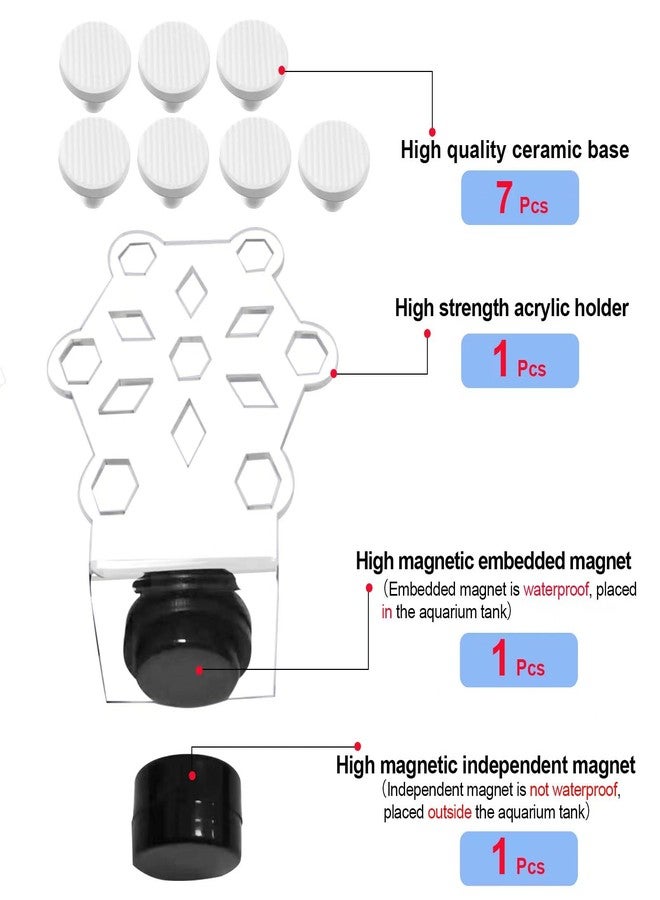 Saricho Coral frag Magnetic Holder, Magnetic Coral frag Plug Holder，Magnetic Coral frag Holder,Magnetic Coral frag Rack，The Small Magnetic Coral frag Rack Set with 7 Coral frag Plug Ceramic Bases - Image 2