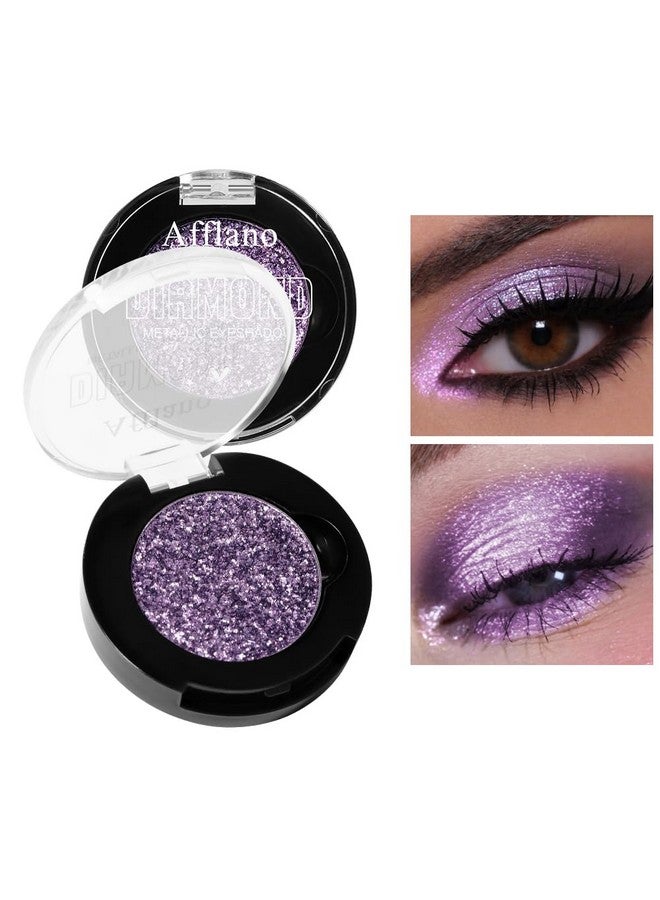 Afflano Sparkle Purple Glitter Eyeshadow One-Swipe Coverage, Diamond Lilac Purple Glitter Eyeshadow Palette Single, Pigmented Metallic Violet Eye Shadow Pallet For Girl Women Bold Eye Look, 7H - Image 3