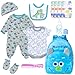 PEDOLLTREE 12 Pcs Set Reborn Baby Dolls Clothes Outfit Accessories Blue Dinosaur Set for 1722 Inch Reborn Doll Newborn Boy with Monster Backpack Diaper - Image 2