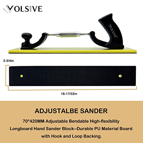 VOLSIVE Adjustable Sander Longboard Flexible Hand Sanding Blocks with Hook & Loop Backing Handle Sander, 7x42cm - Image 2