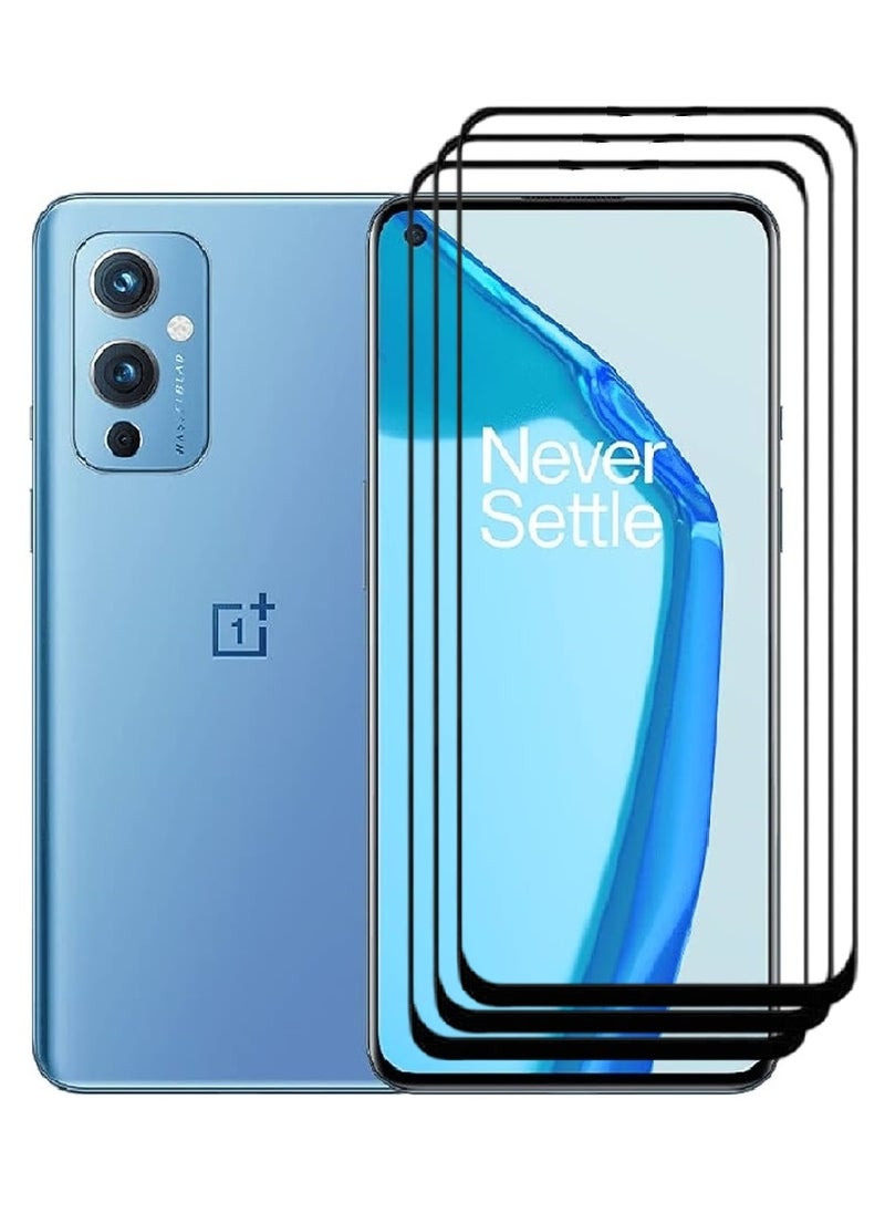 AINA 3 Pieces Tempered Glass Screen Protector 5D Designed For OnePlus 9 Full Glue Edge to Edge Full Screen Coverage And Bubble Free - Image 1
