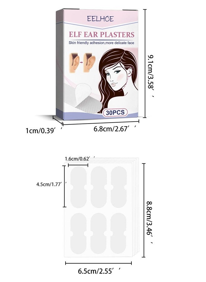 EELHOE - 30 Pcs Ear Stickers，Elf Ear Tapes,Ear Lobe Saver Lifts，Strong Support Transparent Painless Silicone Cosmetic Ear Stickers Say Goodbye to Flat Ears，to Creat V-Shaped Face，Natural Ear Contours - Image 1