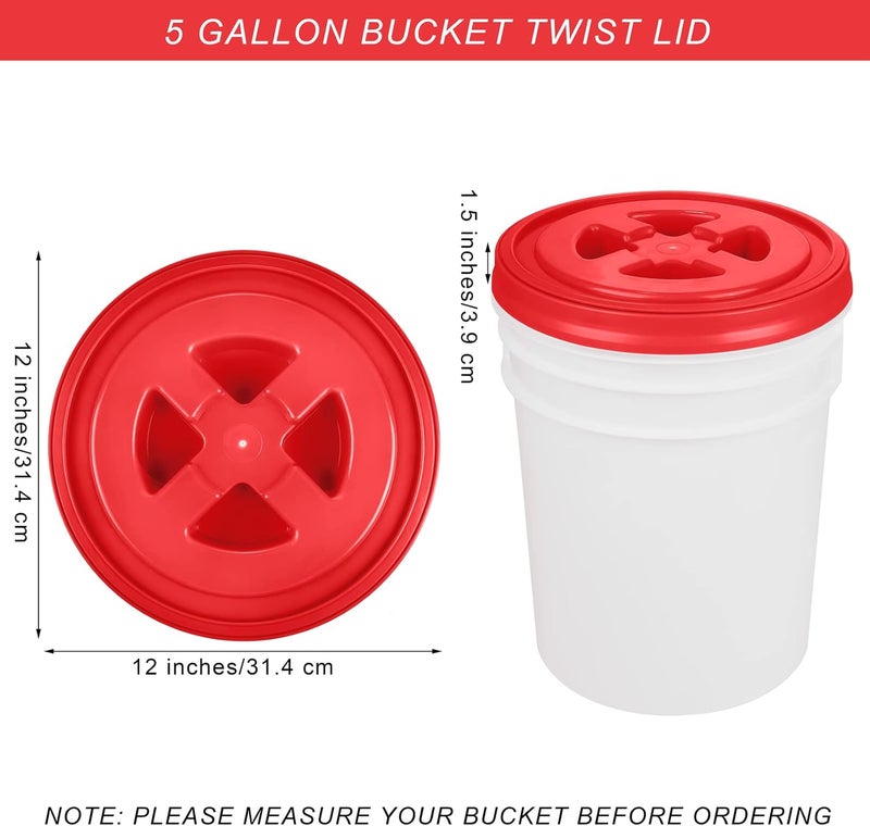 Aodaer 4 Pieces Seal Lid 5 Gallon Bucket Twist Lid Food Storage Container Lid Reusable Plastic Seal Lid Food Storage Container Lids (Red, Yellow, Blue, Green) - Image 2