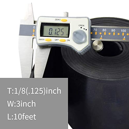 DOBTIM Rubber Strips 1/8 (.125)" Thick X 3" Wide X 10' Long, Solid Rubber Rolls Use for Gaskets DIY Material, Supports, Sealing, Bumpers, Protection, Abrasion, Black - Image 2