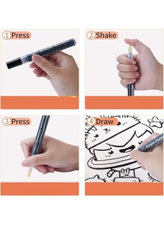erorex 6Pcs Acrylic Paint Pens Black White Paint Pens Marker Pen For Drawing  - Image 3