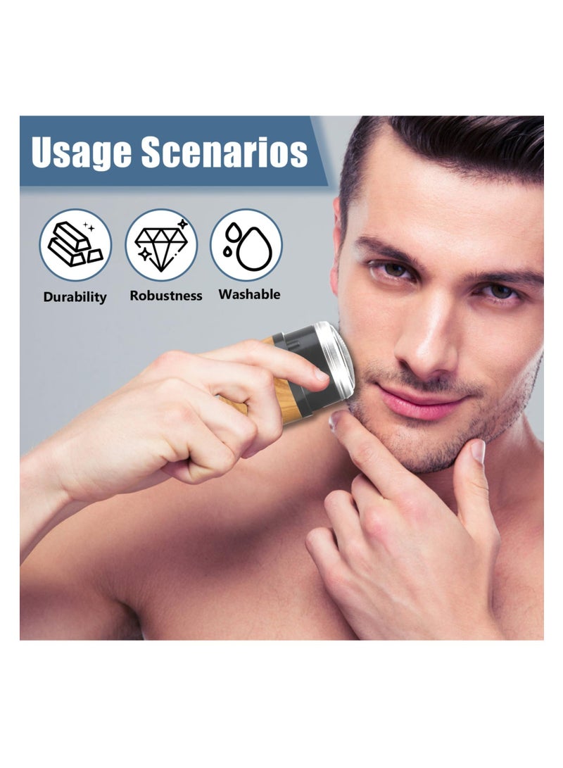 Excefore Mini Portable Electric Shaver for Men, Pocket Size Type-C Rechargeable Razor, Washable Waterproof Rotary Shavers, Wet and Dry Use Beard Trimmer, for Home Travel Office Business (Wood Grain) - Image 5