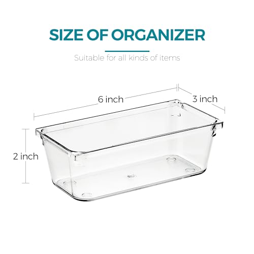 Ravinte Decor 6 Pack Drawer Organizer 3 X 6 Clear Acrylic Storage Bins with NonSlip Pads Versatile Desk Tray for Makeup Jewelry Kitchen Bathroom and Office Organization - Image 3