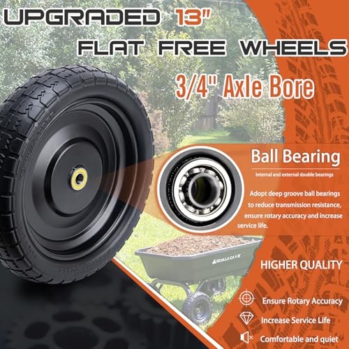 ASDFGHT 13 Flat Free Wheels 4006 Tire Flat Free 2Pack with 34 Bearings 21 Offset Hub for Gorilla Cart Wheelbarrow Garden Cart Trolleys Hand Trucks Yard Trailers - Image 3