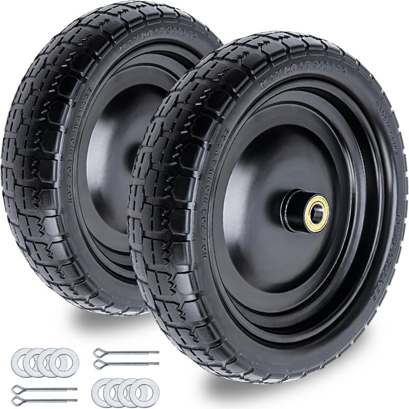 ASDFGHT 13 Flat Free Wheels 4006 Tire Flat Free 2Pack with 34 Bearings 21 Offset Hub for Gorilla Cart Wheelbarrow Garden Cart Trolleys Hand Trucks Yard Trailers - Image 2