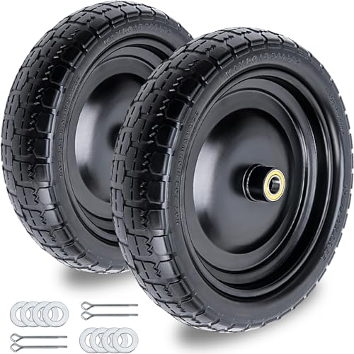 ASDFGHT 13 Flat Free Wheels 4006 Tire Flat Free 2Pack with 34 Bearings 21 Offset Hub for Gorilla Cart Wheelbarrow Garden Cart Trolleys Hand Trucks Yard Trailers - Image 1