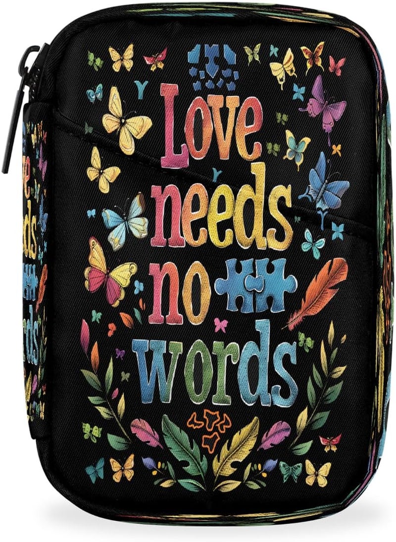 Word Color Autism Pill Case Travel Pill Organizer Weekly 7 Day Portable with Zipper Medicine Box Pill Case for Vitamins, Birth Control,Fish Oils,Medication, Supplements - Image 1