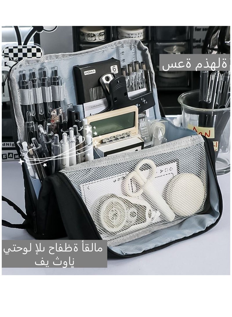 Cosmetic Bag,Makeup Bag, Pencil case Stationery pouch Toiletry Bag,Large capacity toiletry bag travel bag with phone holder , multifunctional stationery bagfor Men and Women Waterproof Travel Cosmetic Bag Bathroom Storage Bag，Spacious Compartmentalized Makeup Case，Daily & Travel Makeup Organizer Pouch（black) - Image 5