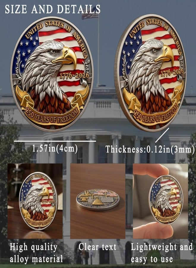 NUJOLI America 250 Merchandise, USA 250th Anniversary Commemorative Coin, 1776-2026 Challenge Coin for Collectors Patriots - Image 3