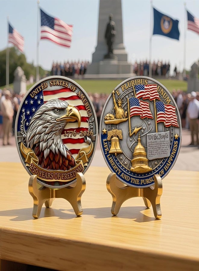 NUJOLI America 250 Merchandise, USA 250th Anniversary Commemorative Coin, 1776-2026 Challenge Coin for Collectors Patriots - Image 2