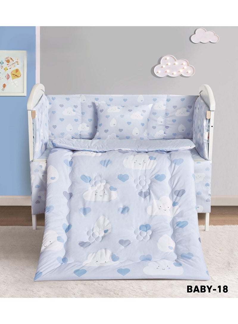 مفرش سرير حواجز سرير اطفال 5 قطع صيفي ليمنح طفلك الراحة من المايكروفايبر ، 5 قطع مقاس اللحاف 132x104سم