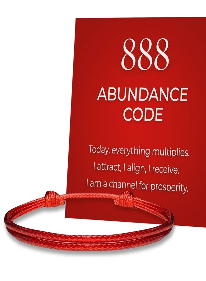 Luck Strings سوار 888 أبوندانس الأحمر - تميمة حظ وازدهار مع بطاقة تفعيل الطقوس والمانترا - Image 1