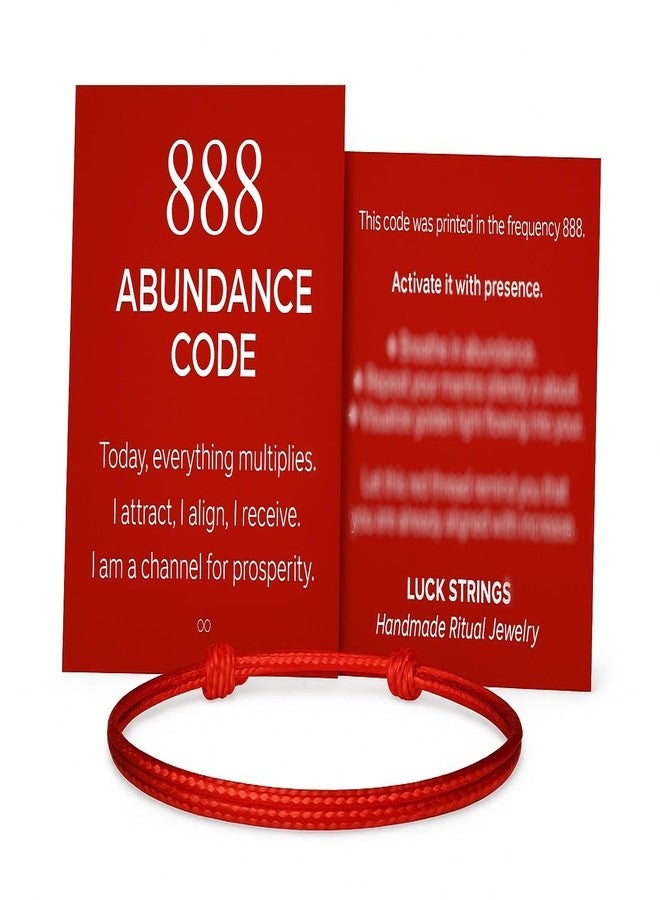 Luck Strings سوار 888 أبوندانس الأحمر - تميمة حظ وازدهار مع بطاقة تفعيل الطقوس والمانترا - Image 2