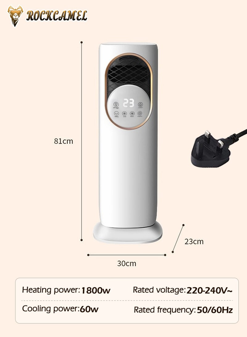 ROCKCAMEL Air Cooler, Cooling Fans with Remote Control and Touch Screen, 120° Oscillating, 2-in-1 Cool & Warm,Built-in Mist Humidifier, UV Sterilization & 3 Adjustable Mist Levels, 60W Dual Purpose Air Conditioning Fan for Bedroom Home Office (White) - Image 5