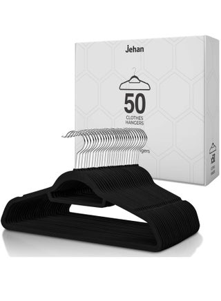 Non-Slip Velvet Hangers 50 Pack, Space Saving Clothes Hanger Set with 360 Degree Swivel Hook, Heavy Duty Hangers for Coats Jackets Pants Dresses, Black - pzsku/Z4E07C4450BB624C5F8A6Z/45/1746240628/e08e6760-7503-48be-8354-240a640e0392