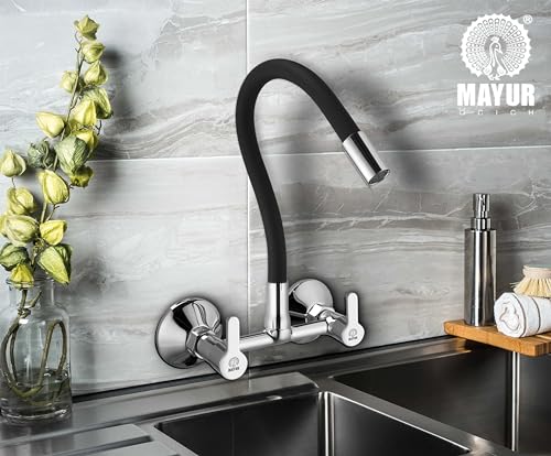 MAYUR ÖCICH Brass Kitchen Sink Mixer Tap | Flexible 360° Silicone Swivel Spout | Hot & Cold Dual Handle Faucet for Kitchen | Chrome Finish with 10-Year Warranty (FUSION-2704SF). - Image 2