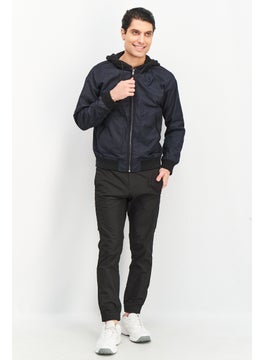 SELECTED Men Textured Hooded Jacket, Electric Blue  - Image 3