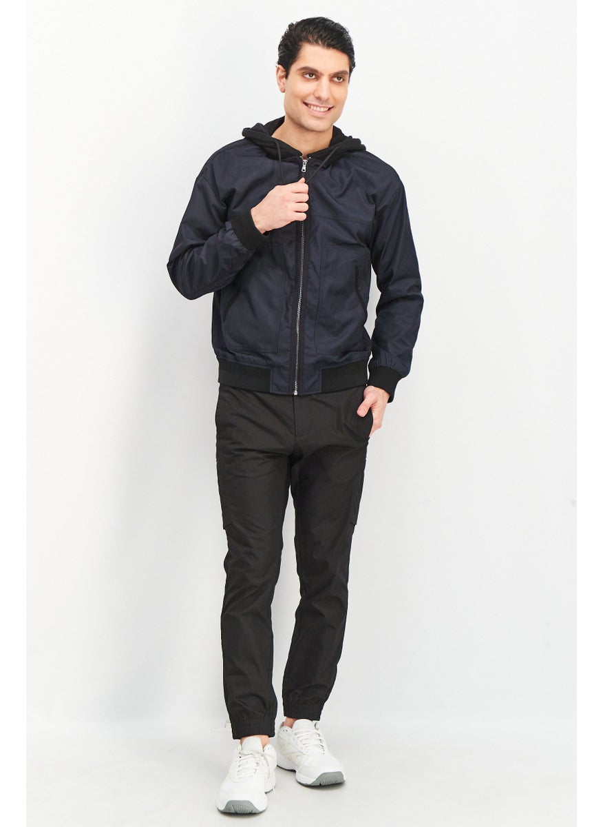 SELECTED Men Textured Hooded Jacket, Electric Blue  - Image 3