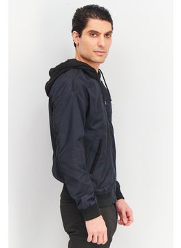SELECTED Men Textured Hooded Jacket, Electric Blue  - Image 4
