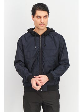 SELECTED Men Textured Hooded Jacket, Electric Blue  - Image 1