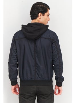 SELECTED Men Textured Hooded Jacket, Electric Blue  - Image 2