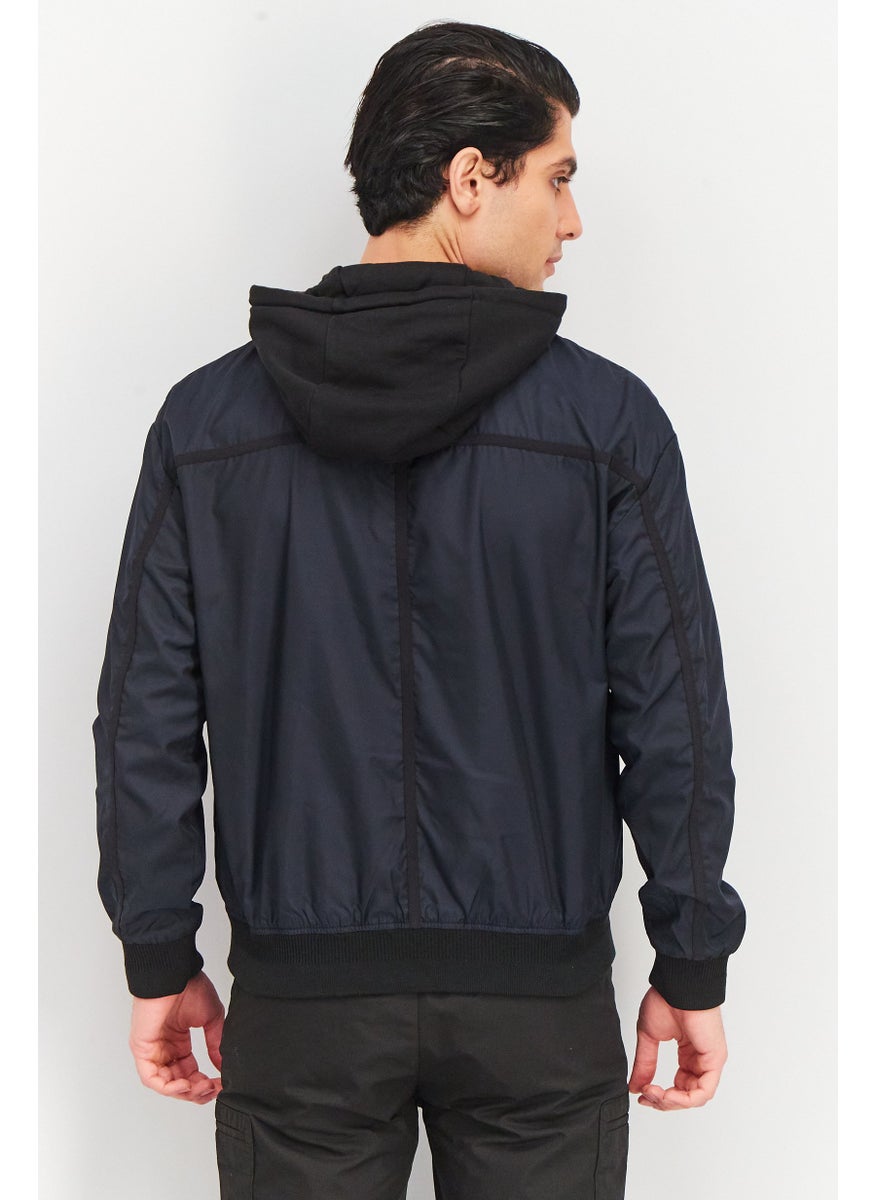 SELECTED Men Textured Hooded Jacket, Electric Blue  - Image 2