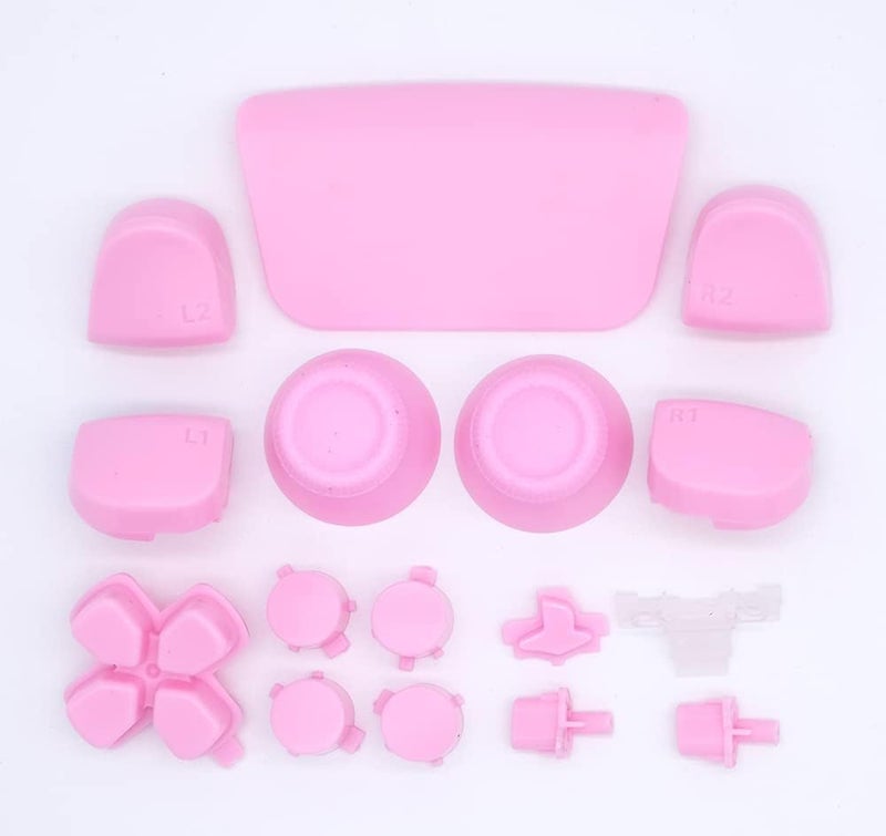 Full Buttons Set for PS5 Joysticks Dpad R1 L1 R2 L2 Direction Key ABXY Buttons Trigger Button Cap Cover for PS5 BDM-010 Game Console (Pink 2)