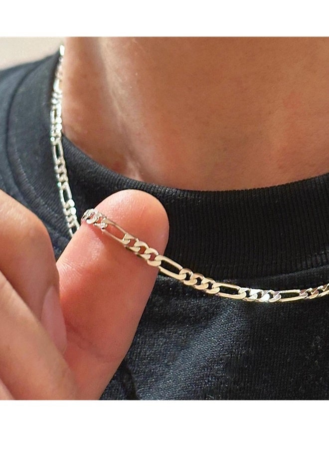 Men's Silver Chain Stainless Steel Necklace Chain Cool Diamond Cut Cuban Chain Men's Hip-Hop Jewelry - Image 1
