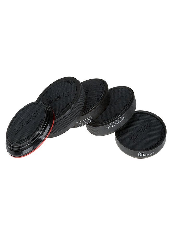 Fotodiox CraftMaster LenzCoaster - Premium Quality Camera Lens Replica that doubles as set of 5 drink coasters with silicone padding; Black with Black Interior - Image 4