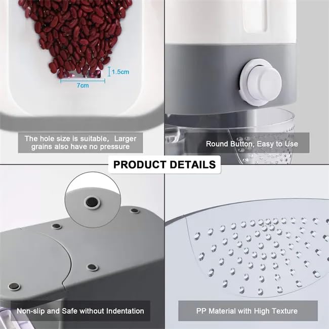 TRADY TRADY 10KG MultiFunction Grain Dispenser Airtight Rice Storage Container with Visual Scale Window Easy Rotary Dispensing MoistureProof PestResistant Food Organizer for Kitchen Countertops  - Image 3