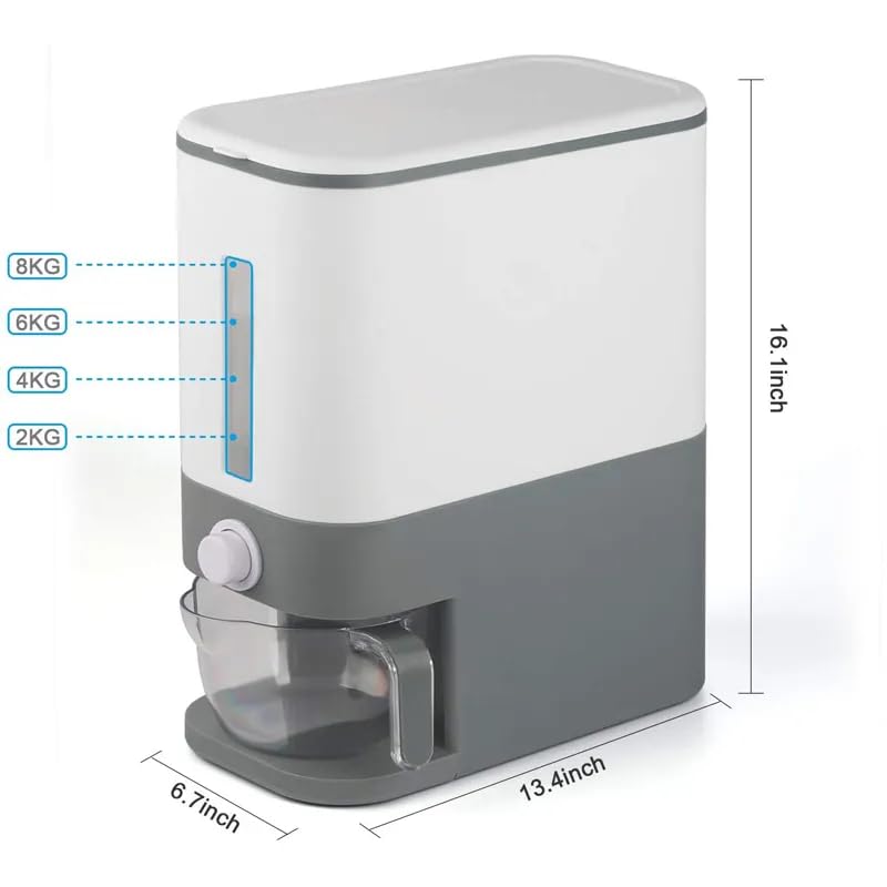 TRADY TRADY 10KG MultiFunction Grain Dispenser Airtight Rice Storage Container with Visual Scale Window Easy Rotary Dispensing MoistureProof PestResistant Food Organizer for Kitchen Countertops  - Image 2