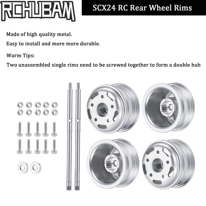 RCHUBAM RC Rear Wheel Rims with CVD Drive Shaft for 1/24 Axial SCX24 Deadbolt Bronco C10 RC Crawler Car - Image 2