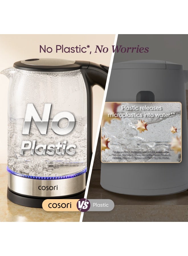 COSORI Electric Kettle 1.7L 2200W, No Plastic Contact With Water, Wide Mouth For Easy Cleaning, Auto Shut Off, Tea Kettle & Hot Water Boiler, Water Heater & Teapot, Borosilicate Glass, G173 Black - Image 4