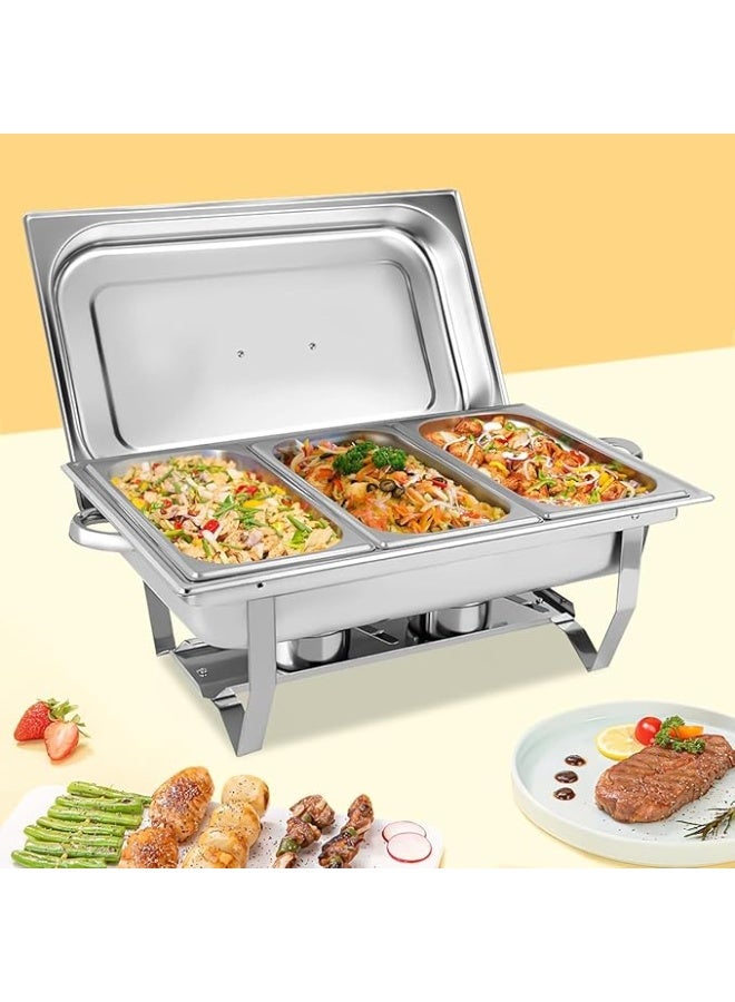 SILVER CREST طقم حافظة طعام 11 لتر لخدمة الطعام، سخان طعام من الفولاذ المقاوم للصدأ مع أواني طعام متعددة الطبقات وأغطية لأطباق التقديم للمطاعم والحفلات والزفاف والفنادق والطهاة - Image 1