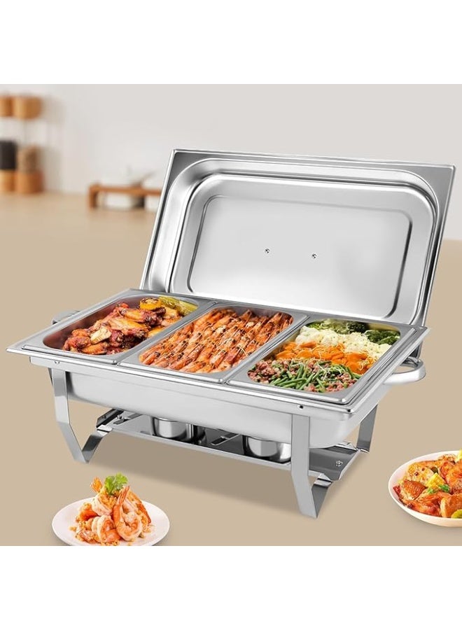 SILVER CREST طقم حافظة طعام 11 لتر لخدمة الطعام، سخان طعام من الفولاذ المقاوم للصدأ مع أواني طعام متعددة الطبقات وأغطية لأطباق التقديم للمطاعم والحفلات والزفاف والفنادق والطهاة - Image 2
