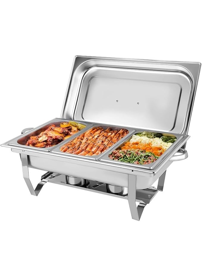 SILVER CREST طقم حافظة طعام 11 لتر لخدمة الطعام، سخان طعام من الفولاذ المقاوم للصدأ مع أواني طعام متعددة الطبقات وأغطية لأطباق التقديم للمطاعم والحفلات والزفاف والفنادق والطهاة - Image 4