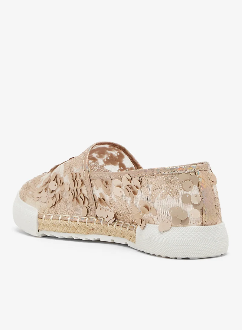 Savannah Collection Brown Sequined Espadrille for Women | Best Price UAE