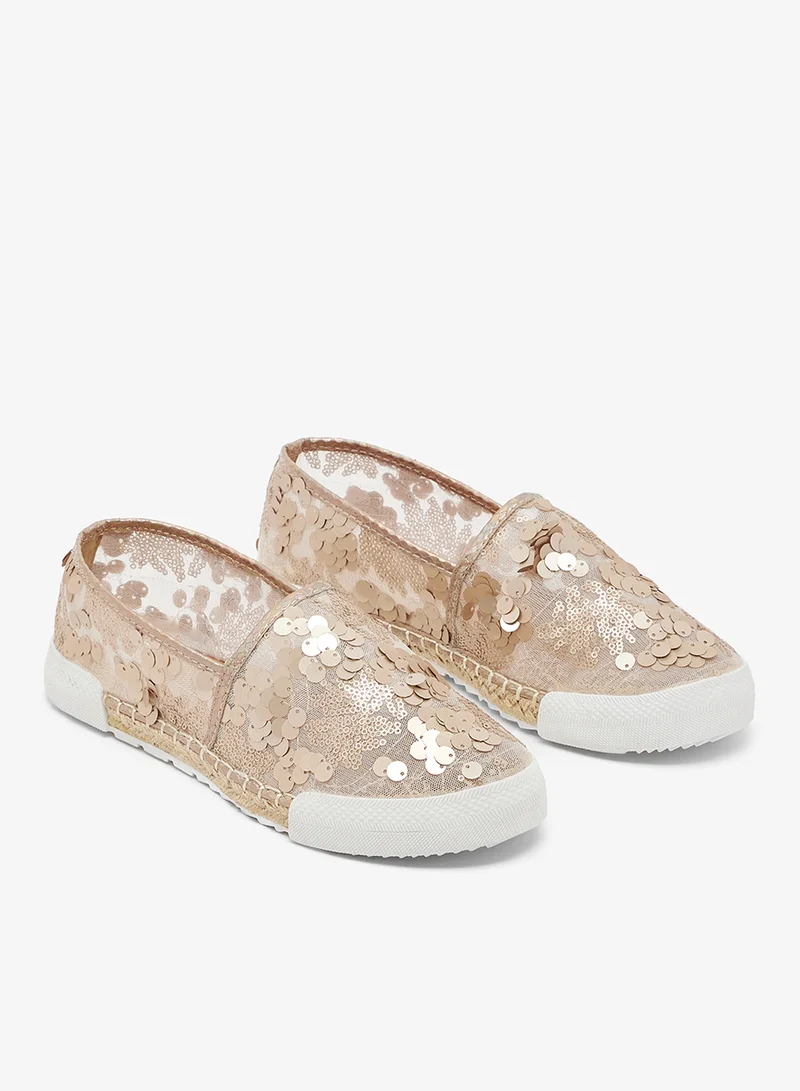 Savannah Collection Brown Sequined Espadrille for Women | Best Price UAE