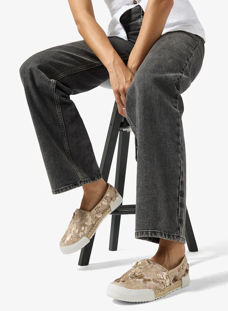 Savannah Collection Brown Sequined Espadrille for Women | Best Price UAE