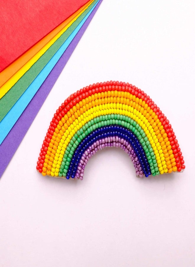 Abeo Handmade Rainbow Brooch Pin for Women and Men | Embroidered Beaded Lapel Pin for Valentine’s Day, Jackets Shirts, Bags and Cloths Accessories | Stylish Fashionable Badge Pins, 5-6 cm (Multicolor) - Image 3