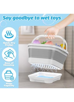 Anivia Anivia Foldable-Bath-Toy-Storage-Organizer, Bath Toy Holder with Removable Base, Quick-Drain-Drying Bathtub Toy Storage, Basket Bathroom Shower Toys Holder for Kids (Gray)  - Image 2