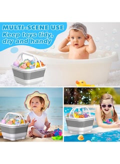 Anivia Anivia Foldable-Bath-Toy-Storage-Organizer, Bath Toy Holder with Removable Base, Quick-Drain-Drying Bathtub Toy Storage, Basket Bathroom Shower Toys Holder for Kids (Gray)  - Image 5