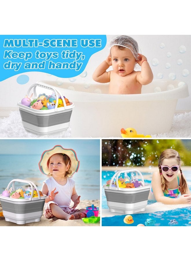 Anivia Foldable-Bath-Toy-Storage-Organizer, Bath Toy Holder with Removable Base, Quick-Drain-Drying Bathtub Toy Storage, Basket Bathroom Shower Toys Holder for Kids (Gray) - Image 5