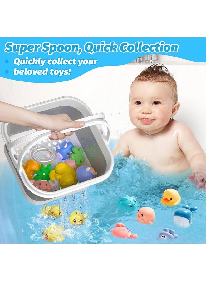 Anivia Foldable-Bath-Toy-Storage-Organizer, Bath Toy Holder with Removable Base, Quick-Drain-Drying Bathtub Toy Storage, Basket Bathroom Shower Toys Holder for Kids (Gray) - Image 4