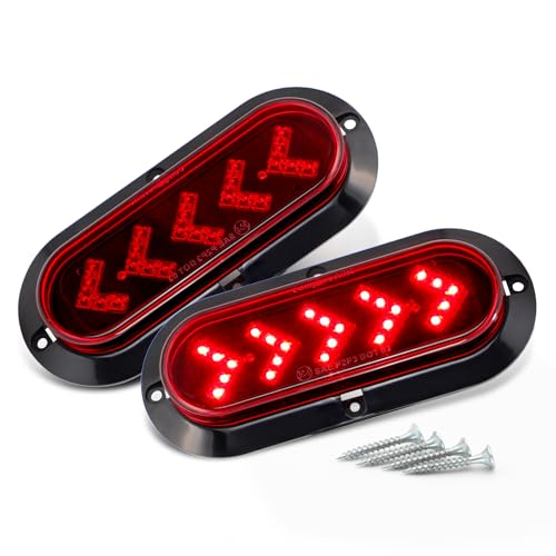 TMH (Pack of 2 6 Inch Oval ARROW Red Lights 25 LED Tail Lights Turn Signal Surface Mount fit for Truck Trailer Trail Bus Dump truck 12V DC - Image 1