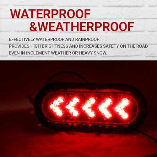 TMH (Pack of 2 6 Inch Oval ARROW Red Lights 25 LED Tail Lights Turn Signal Surface Mount fit for Truck Trailer Trail Bus Dump truck 12V DC - Image 5